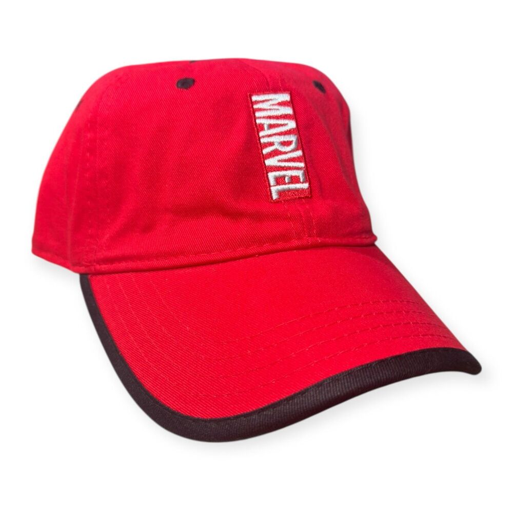 Disney Parks Marvel Hat Logo‎ Red Adjustable Baseball Hat Cap New